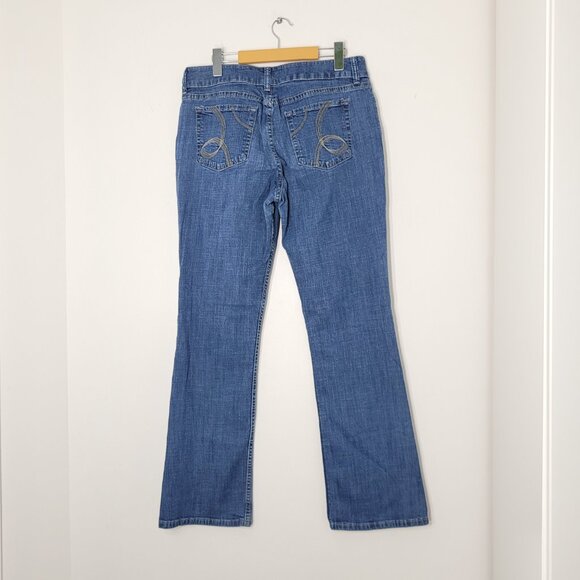 Riders by Lee Women's Blue Slimming Mid Rise Boot Cut Denim Classic Jeans Sz 12 - Picture 3 of 14